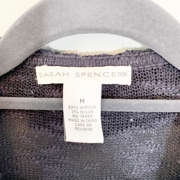 Sarah Spencer tunic length long sleeve open front ruffle cardigan sweater - Picture 3 of 7